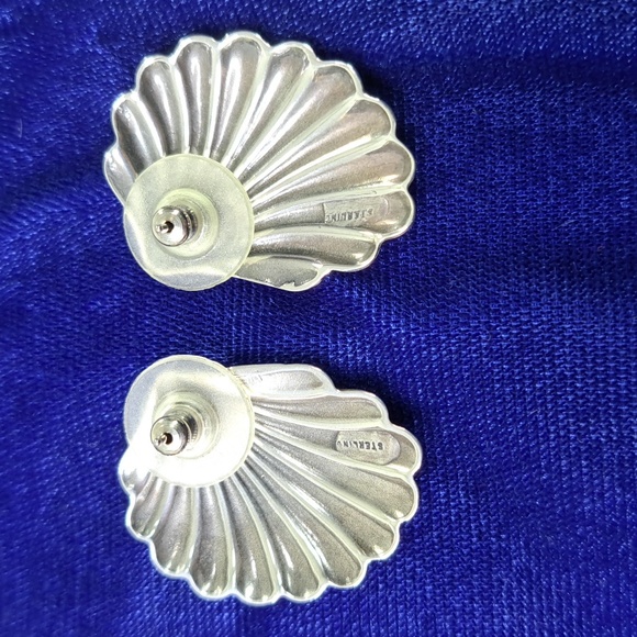 Sterling Silver Scallop Shell Post Earrings - Picture 3 of 10
